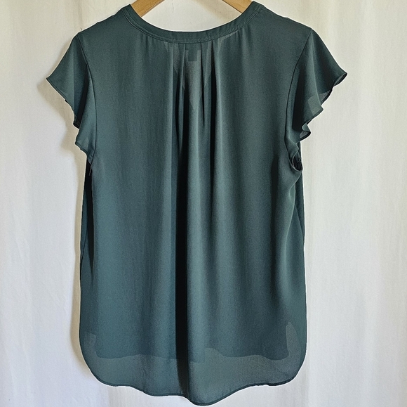 J Crew Green Short Cap Sleeve Chiffon Blouse - Picture 8 of 10